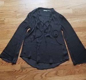 Urban Outfitters Kimchi Blue Bell Sleeve Tie Top